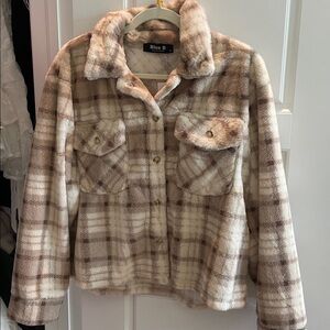 Plaid Faux Fur Jacket new with tags